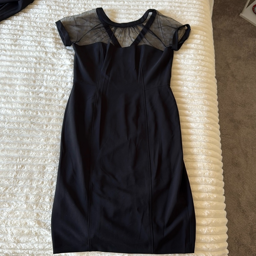 Black formal short sleeve dress - size 16.